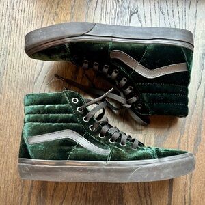 Vans Rare Sk8-Hi Green Velvet High-Top Sneakers-Men’s 8; Women’s 9.5